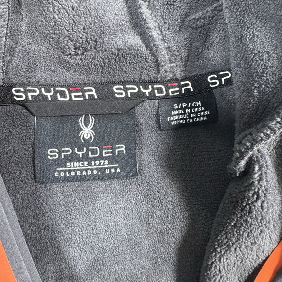 Spyder OMSP175 Men's Full Zip Soft Shell Jacket Polar Size Small Orange Grey - Picture 4 of 10